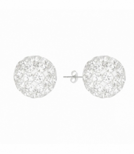 Pendiente Plata Strass Bola Blanco