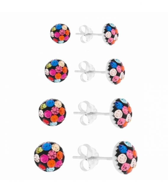 Pendiente Strass Media Bola Color