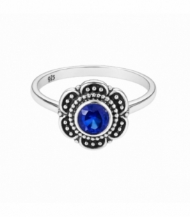 Anillo Plata Circonita Azul 203-1