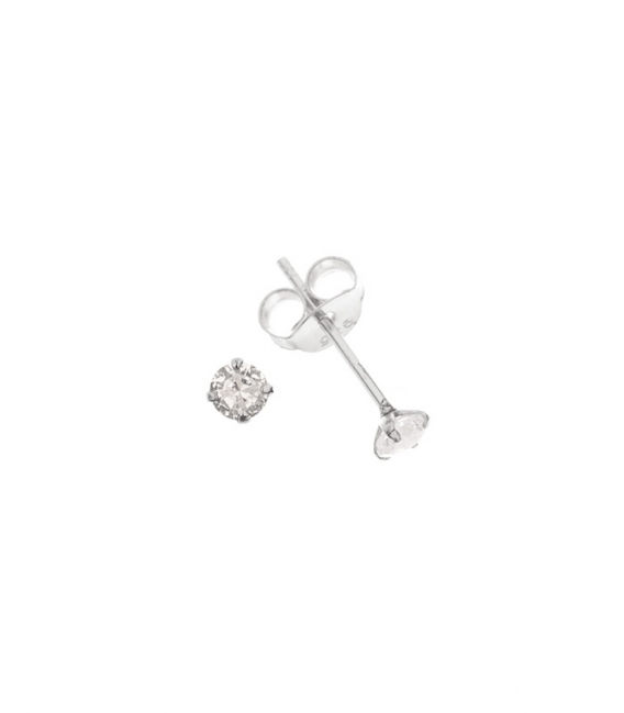 Pendiente Plata Brillante Engarzado Redondo Precio par