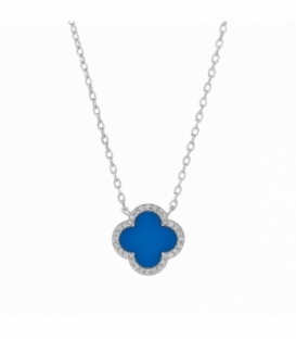 Collier Argent Email Turquoise 40+3cm