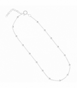 Tobillera Plata Cadena Bolitas 23+2,50cm