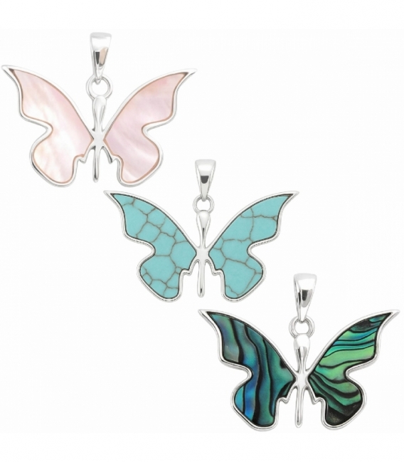 Colgante Plata Mariposa Piedra 13mm