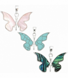 Colgante Plata Mariposa Piedra 13mm