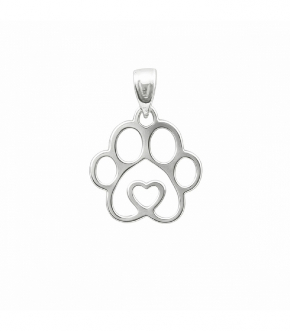 Pendentif Argent Empreinte Chien Coeur 12mm