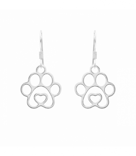Pendiente Plata Huella Perro Corazon 13.5mm Precio Par
