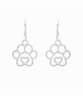 Boucle d'oreille Argent Empreinte Chien Coeur 13.5mm Prix Paire