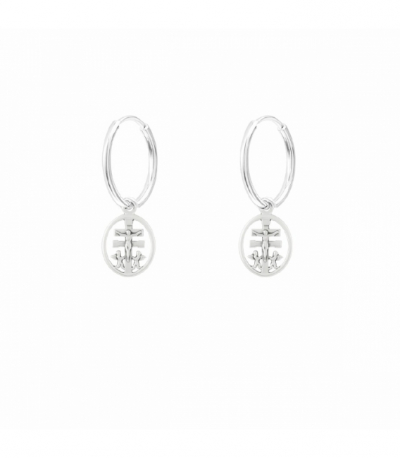Aro Plata Cruz Caravaca (10mm) 12mm Precio Par