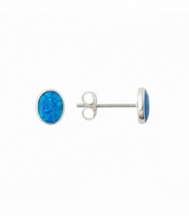 Pendiente Plata Opalo Azul 6.5mm Precio Par