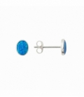 Pendiente Plata Opalo Azul 6.5mm Precio Par