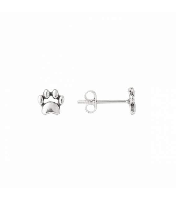 Pendiente Plata Huella Perro 6mm Precio Par