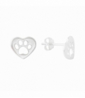 Pendiente Plata Huella Perro Corazon 10mm Precio Par