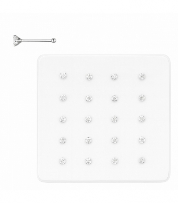 Nariz Plata Bola Brillante 2.5mm Engarz Blanco