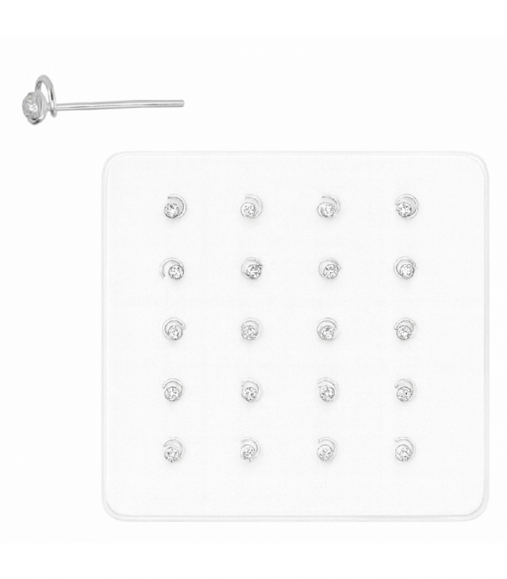 Nariz Plata Barra Espiral Brillante Blanco
