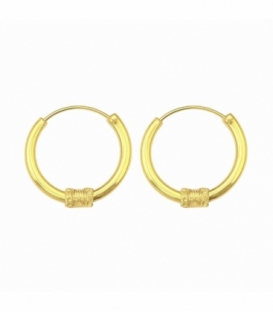 Créoles Argent Bali 16 X 2mm Plaqué Or. Prix Paire