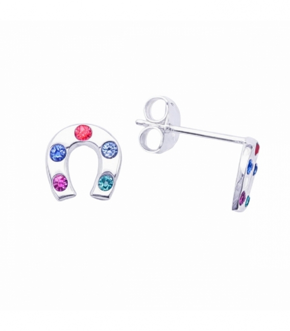Pendiente Plata Herradura Suerte Circonitas Precio Par