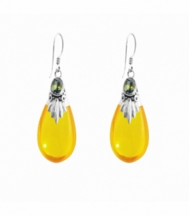 Pendiente Plata Cristal Naranja Peridoto 31mm Precio Par