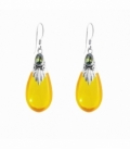 Boucle d'oreille Argent Verre Orange Péridot 31mm Prix Paire