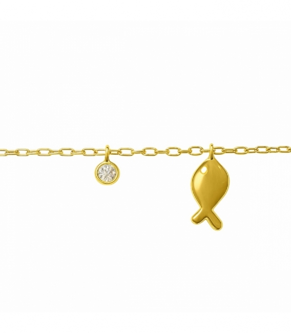Bracelet Argent Poisson 15,5+3cm Recouvert