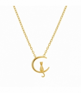 Collier Argent Lune Chat 40+5cm Recouvert