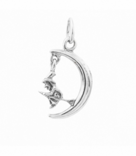 Colgante Plata Luna Bruja 19 X 12mm