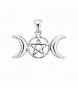 Colgante Plata Triple Diosa Pentagrama 12mm