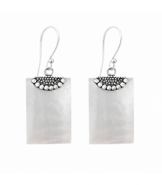 Pendiente Plata Nacar Rectangulo. Precio Par