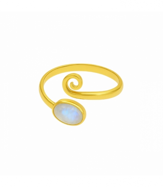 Anillo Plata Piedra Bañado Ajustable 8mm