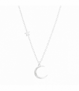 Gargantilla Plata Luna Estrella 40+3,5cm