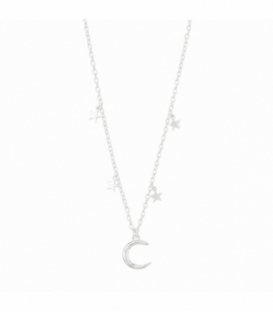 Gargantilla Plata Luna Estrellas 40+3cm