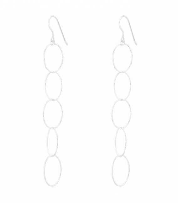 Pendiente Plata Cinco Ovalos 75mm Precio Par