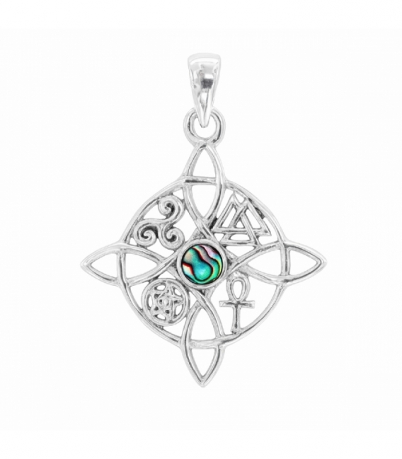 Colgante Plata Nudo Bruja Abalon 24mm
