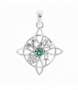 Colgante Plata Nudo Bruja Abalon 24mm