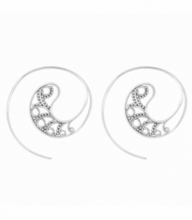 Pendiente Plata Espiral labrada 26mm. Precio Par