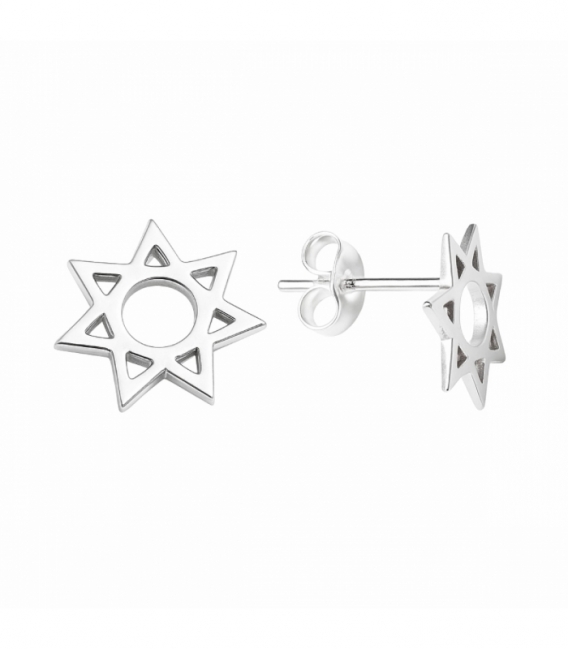 Pendiente Plata Estrella Circulo Precio Par