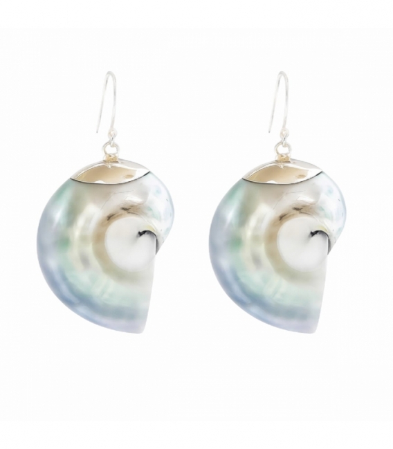 Pendiente Plata Nautilus Gris Perla 33mm Precio Par