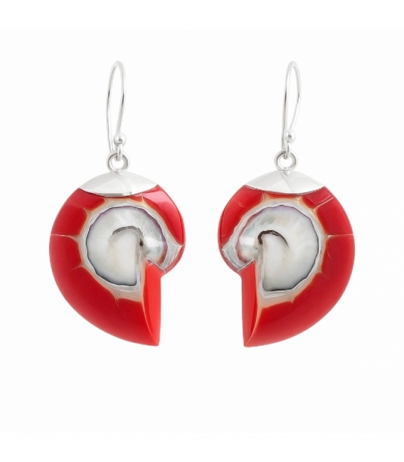 Pendiente Plata Nautilus Rojo 27mm Precio Par