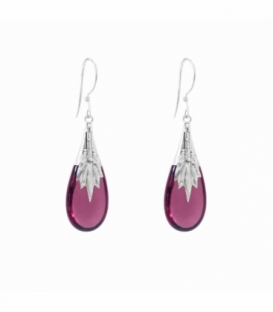Pendiente Plata Cristal Violeta 29mm Precio Par