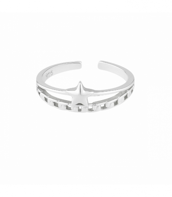 Anillo Plata Estrella Eslabones 7.15mm