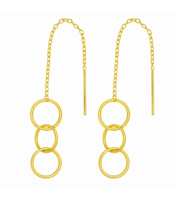 Pendiente Cadena Tres Círculos Bañado Precio Par