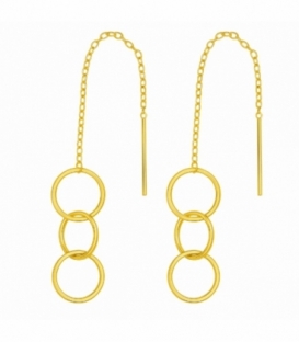 Pendiente Cadena Tres Círculos Bañado Precio Par