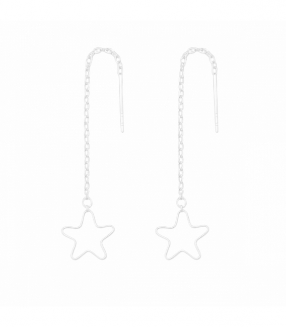Pendiente Plata Cadena Estrella Precio Par