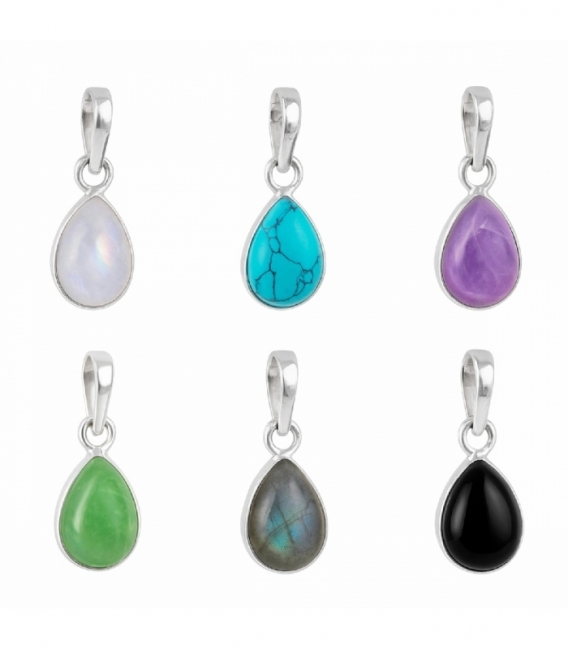 Colgante Plata Lagrima Piedra 12mm