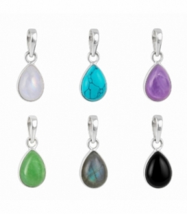 Pendentif Argent Larme Pierre 12mm