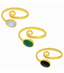 Anillo Plata Piedra Bañado Ajustable 8mm