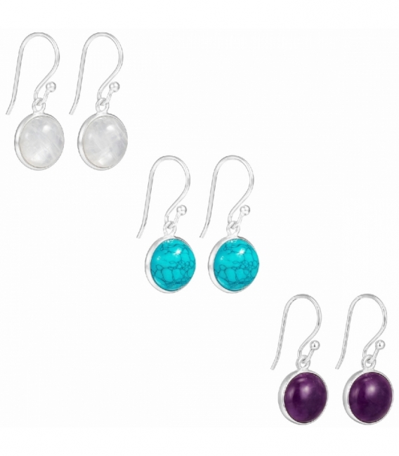 Pendiente Plata Minerales Ø10mm Precio par