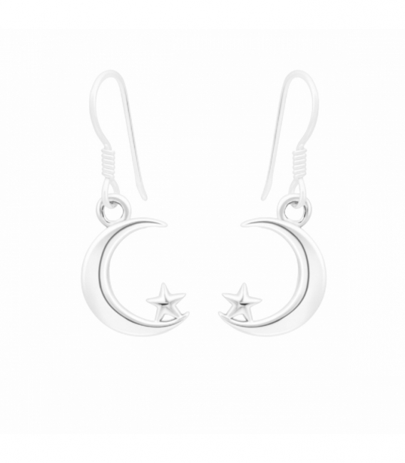 Pendiente Plata Luna con Estrella. Precio Par