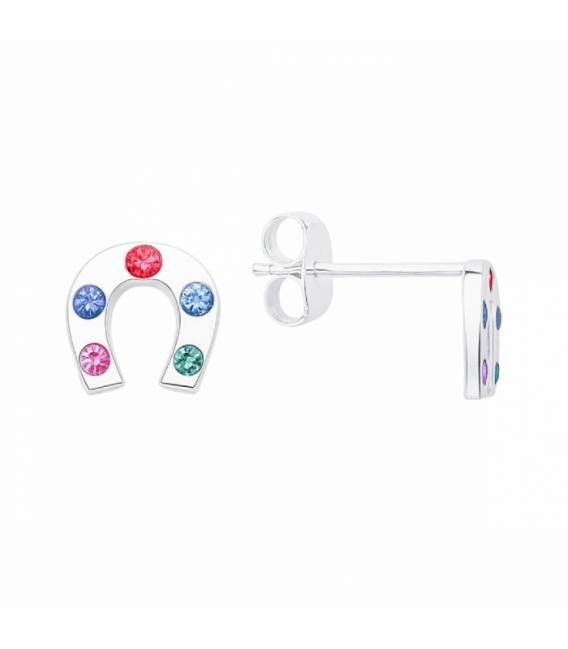 Pendiente Plata Herradura Suerte Circonitas Precio Par