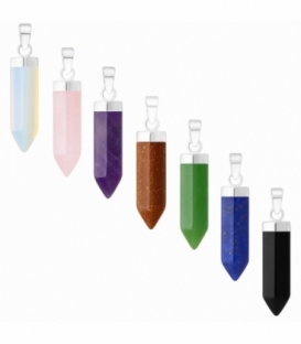 Pendentif Argent Obélisque Pierre 18mm