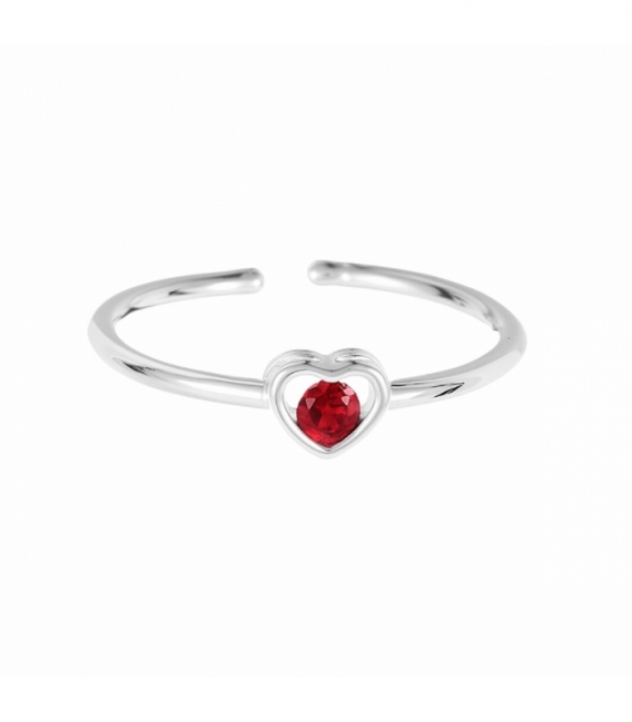 Anillo Plata Corazon Circonita Roja 4.5 X 5.6mm